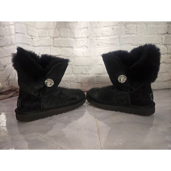 UGG Bailey Button Bling Women's Size 7 Black Boots - Picture 3 of 7
